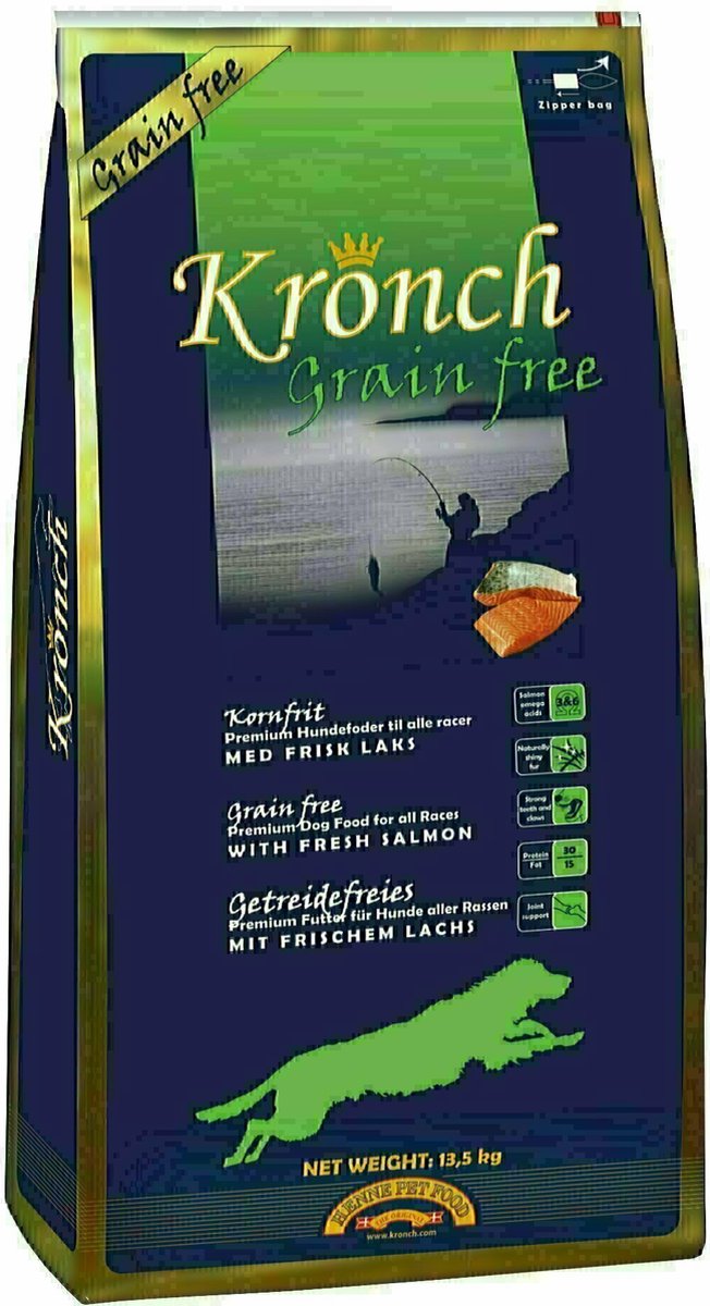 Kronch hondenvoer graanvrij - met zalm, glucosamine en omega-3 - 13,5 kg
