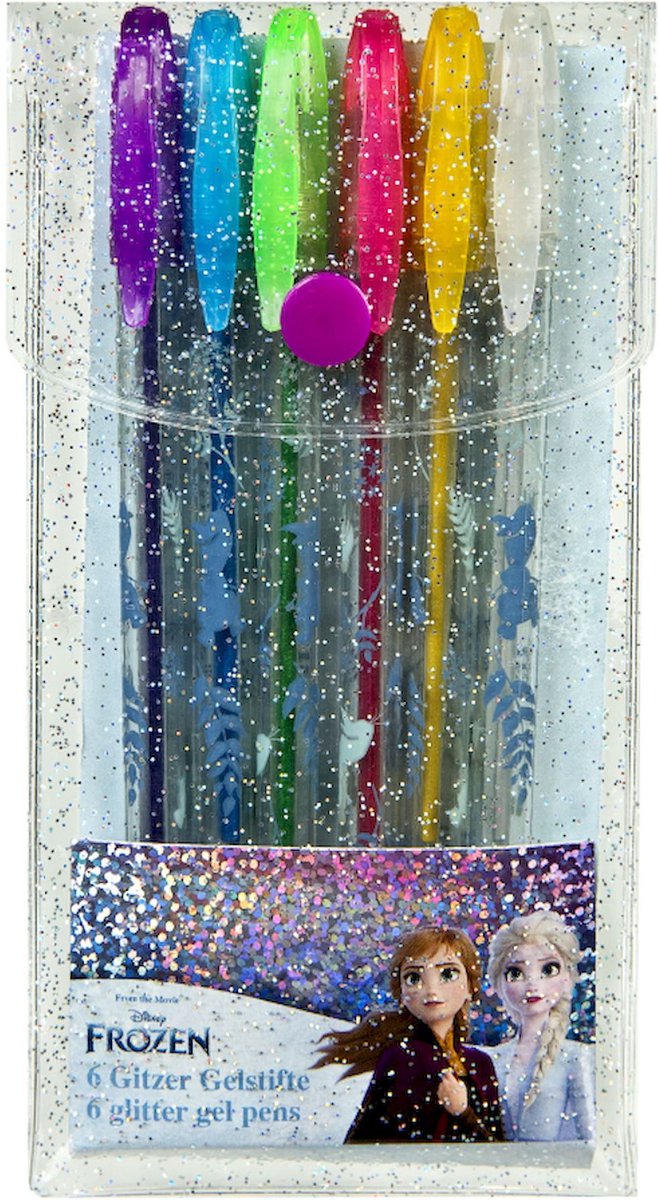 Undercover - frozen glittergelpen 6 stuks - multicolor - kunststof