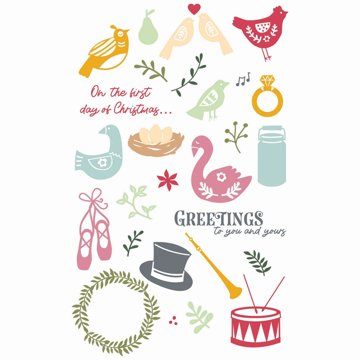 Sizzix • clear stamp set a5 12 days of christmas 30pcs