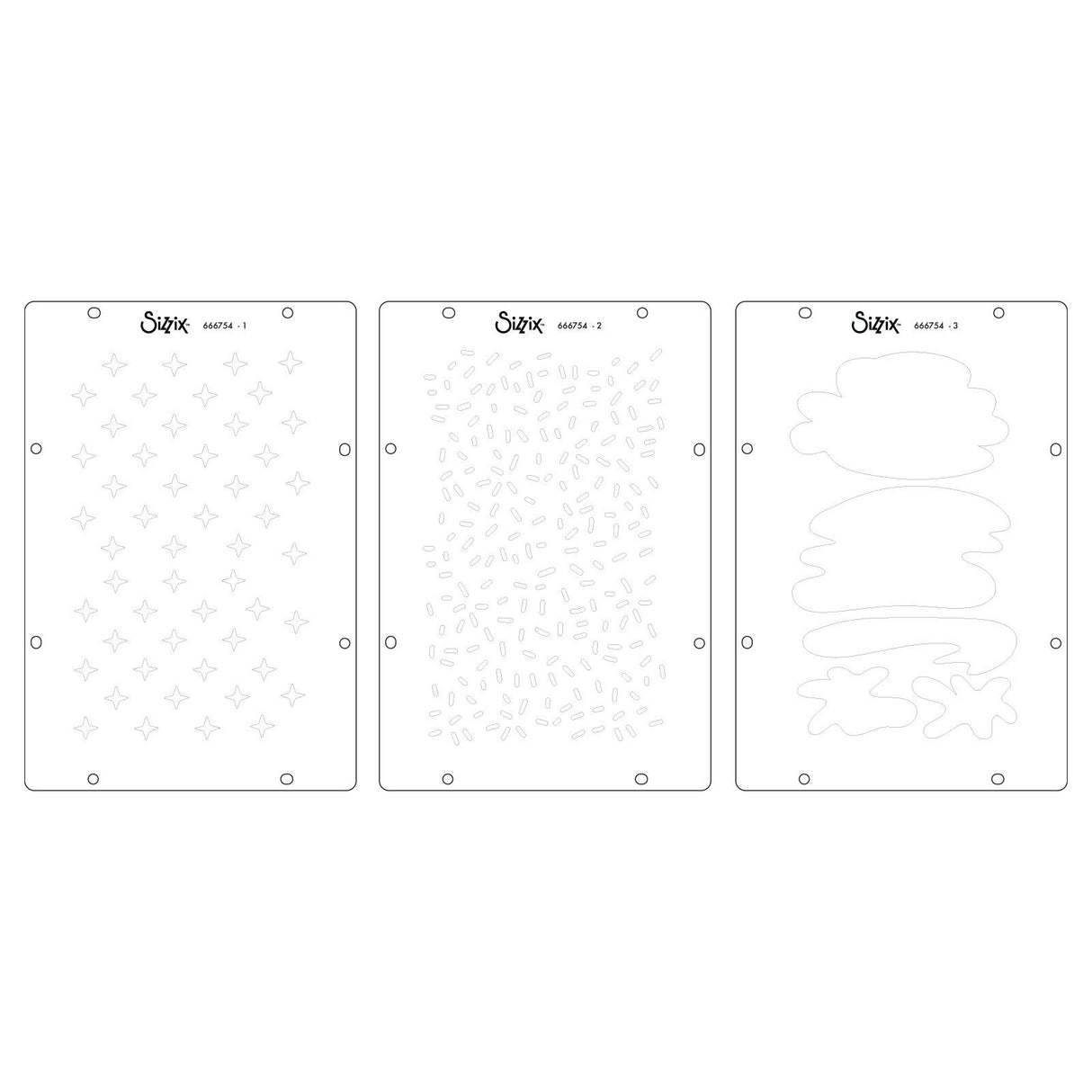 Sizzix • studio stamps set 7pcs 3pcs stencils create by cat kerr