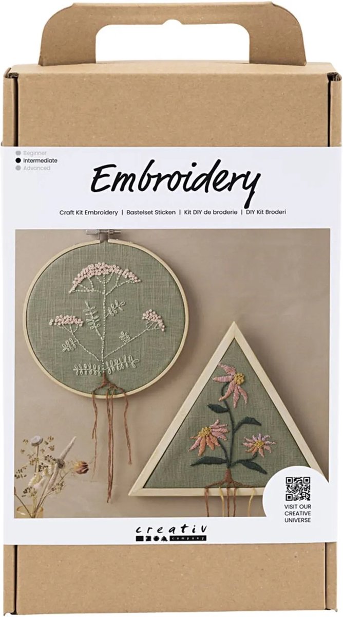 Creativ company hobbyset borduurwerk dusty groen borduurframe