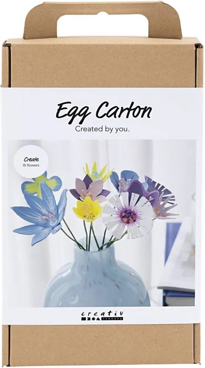 Creativ company hobbyset bloemen van eierdozen pastelkleuren