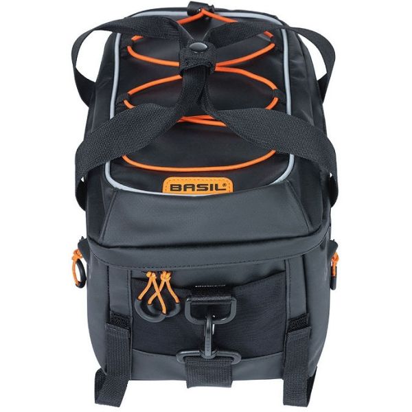 Basil Miles Bagagedragertas - sportieve fietstas voor heren en dames - zwart oranje - waterdicht - 7 liter