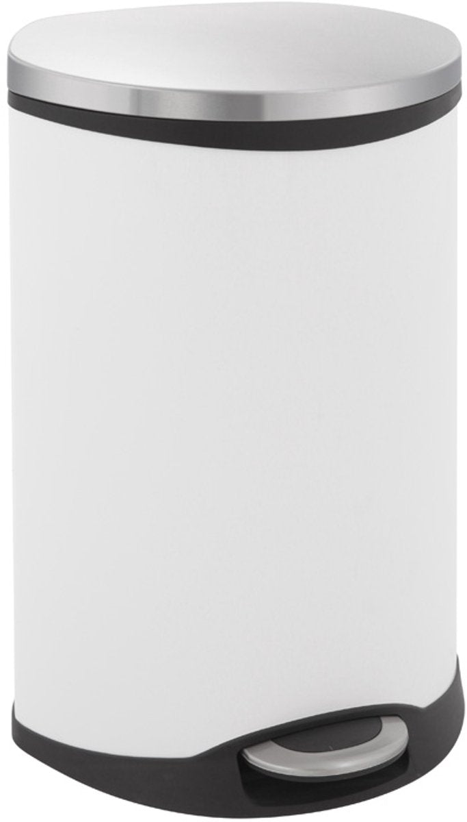 Eko - shell bin pedaalemmer 50 liter - steel plastic - wit, mat rvs - prullenbak