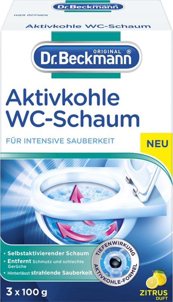 Dr. beckmann wc reiniger met actieve koolstof - voor toiletten - reinigt grondig - 3 x 100 g