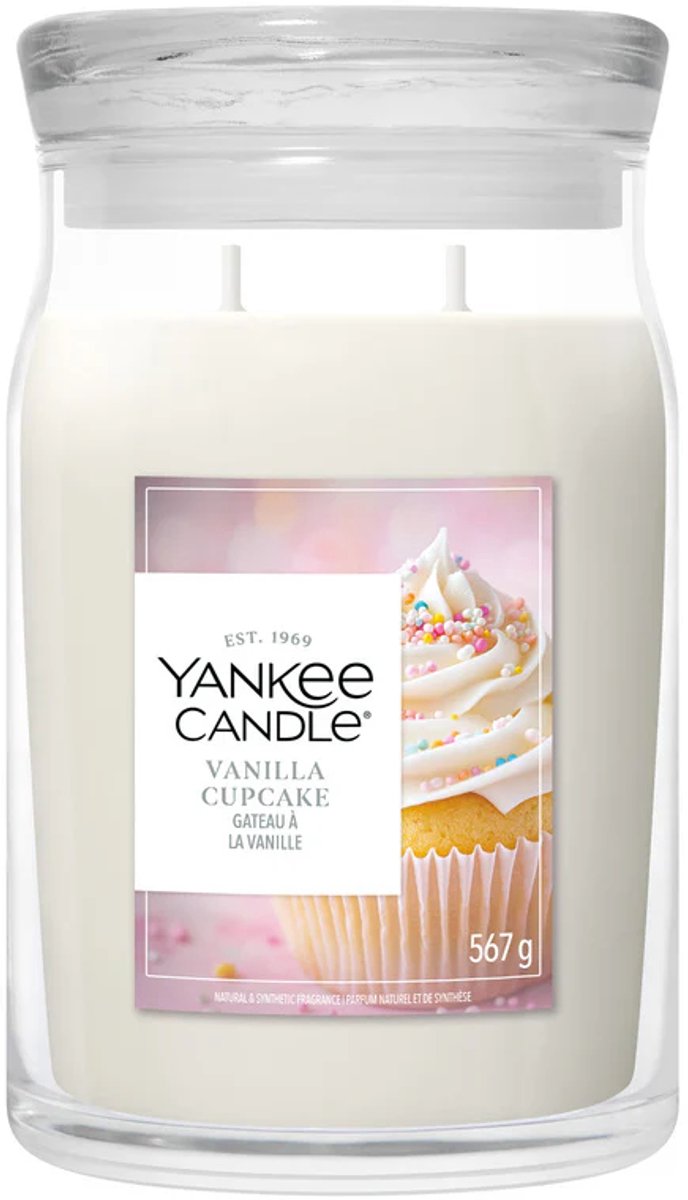 Yankee candle - vanilla cupcake large jar geurkaars - 90 branduren - twee lonten
