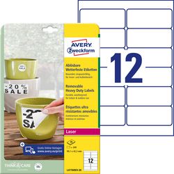Avery zweckform weerbestendige labels avery l4776rev-20 wit 240 stuks