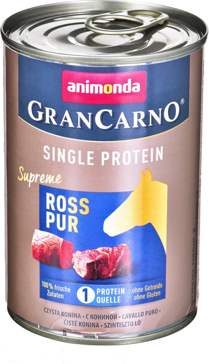 Animonda grancarno single protein smaak: paardenvlees - blik 400g