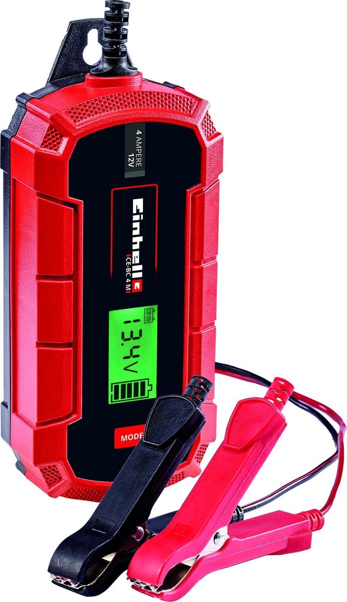 Einhell acculader ce-bc 4 m - laadvoltage: 12 v - max. laadstroom: 4 a - accu's van min. 3 tot max. 120 ah - druppellaadfunctie - geschikt voor gel, agm, onderhoudsvrije loodzuur accu's