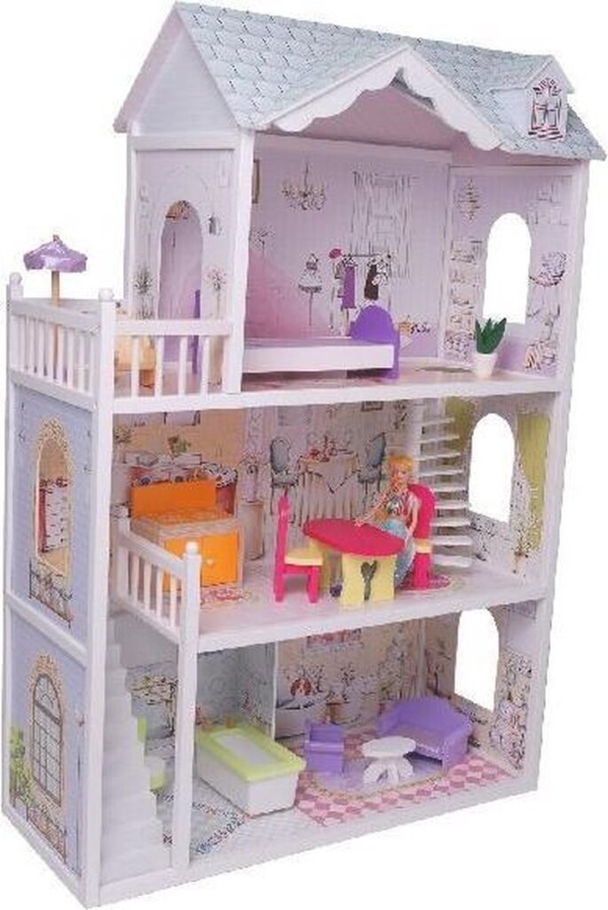 Diversen poppenhuis + 13-delige meubelset 116x38x123,5cm