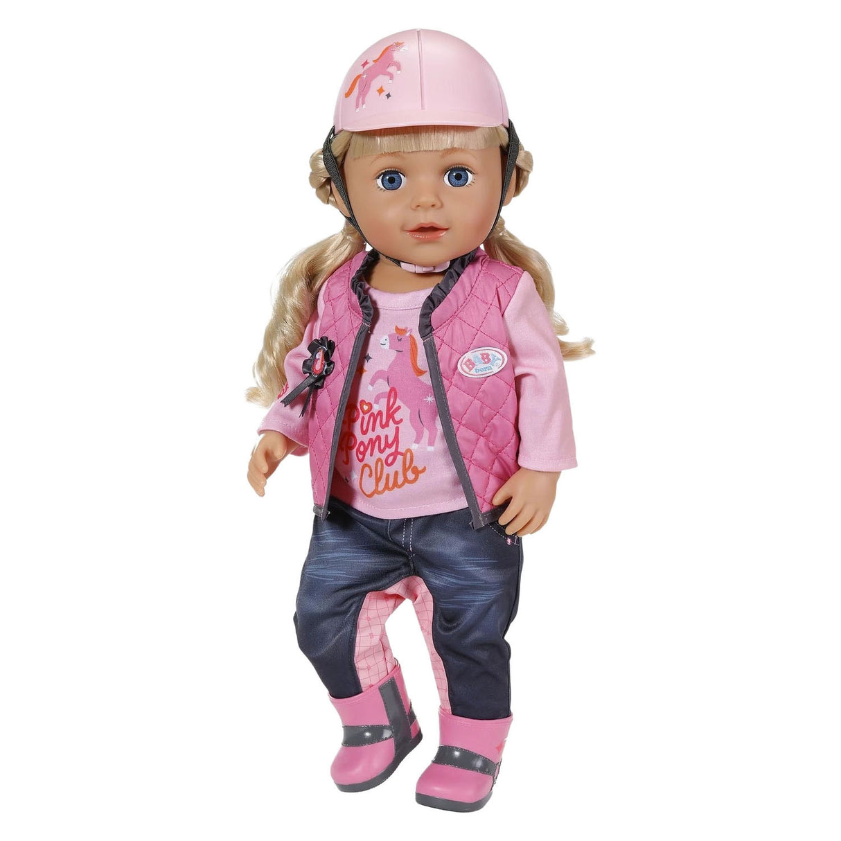 Baby born poppenkleding paardrijden 43cm - outfit met helm.