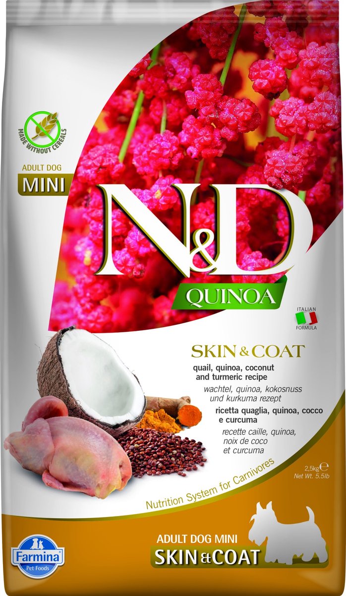 N d quinoa hondenvoeding skin coat - mini - kwartel 2,5 kg