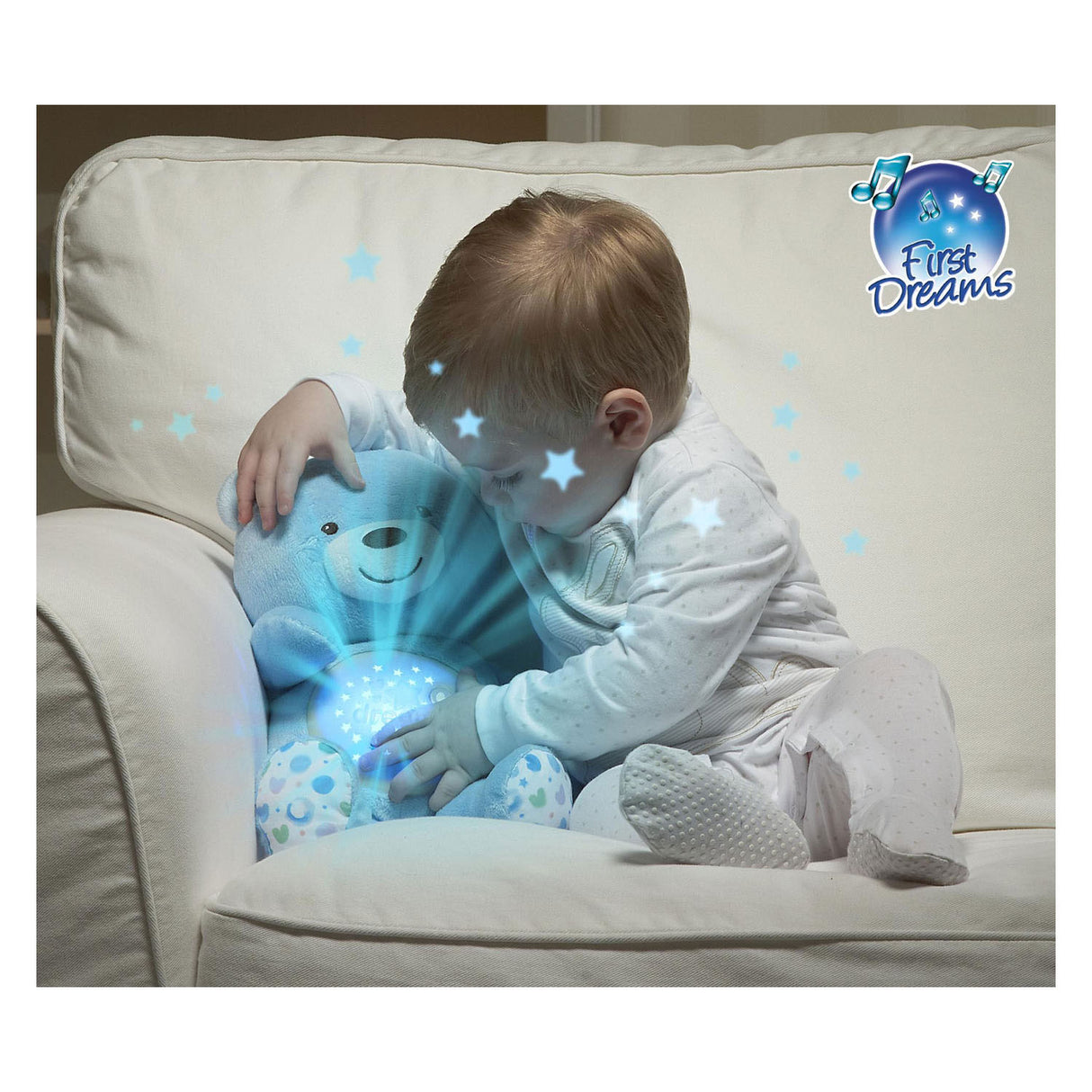 Knuffel projector baby bear first dreams - blauw
