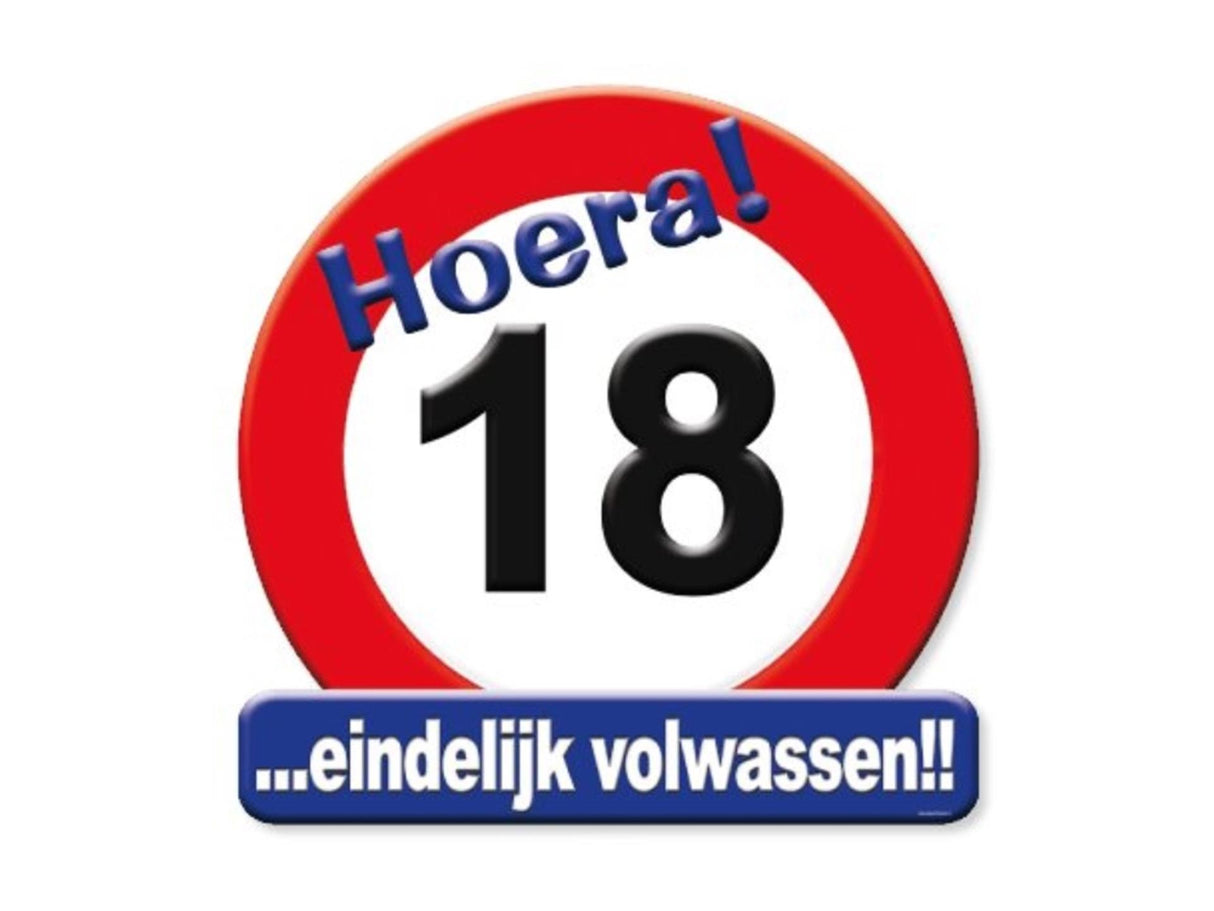 Paperdreams kroonschild verkeersbord-18 jaar