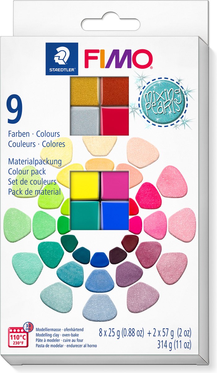 Fimo ovenhardende boetseerklei - colour pack 9 kleuren mixing mica