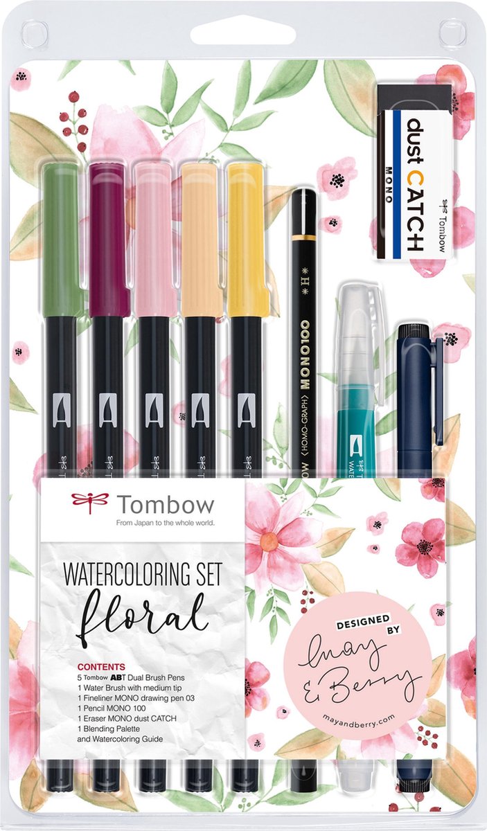 Tombow watercoloring set floral - 5 abt dual brush pens