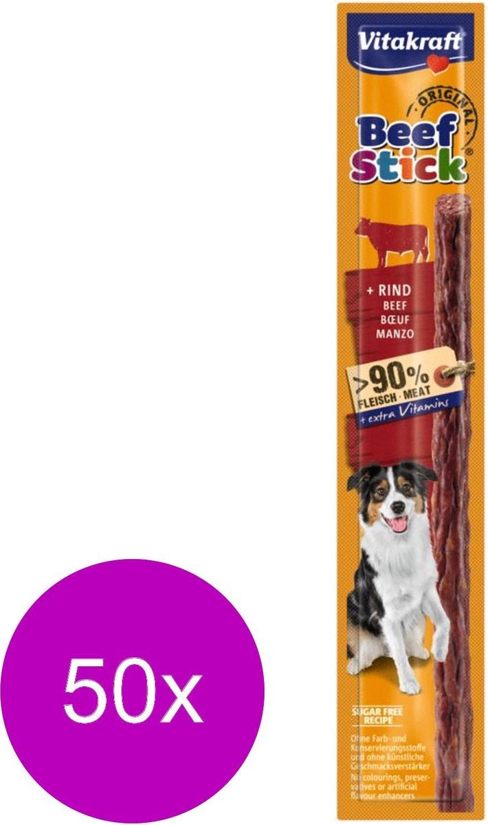 Vitakraft beefstick hond - hondensnacks - 50 x rund