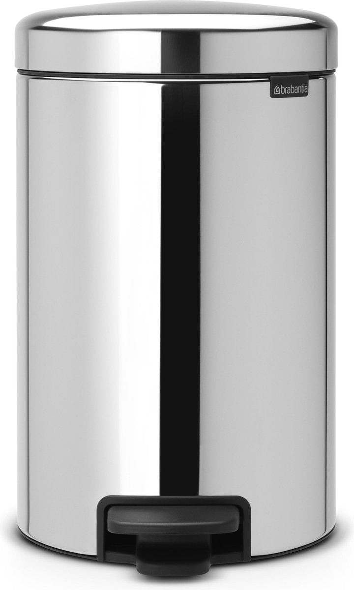 Brabantia newicon prullenbak - 12 liter - brilliant steel - met metalen binnenemmer