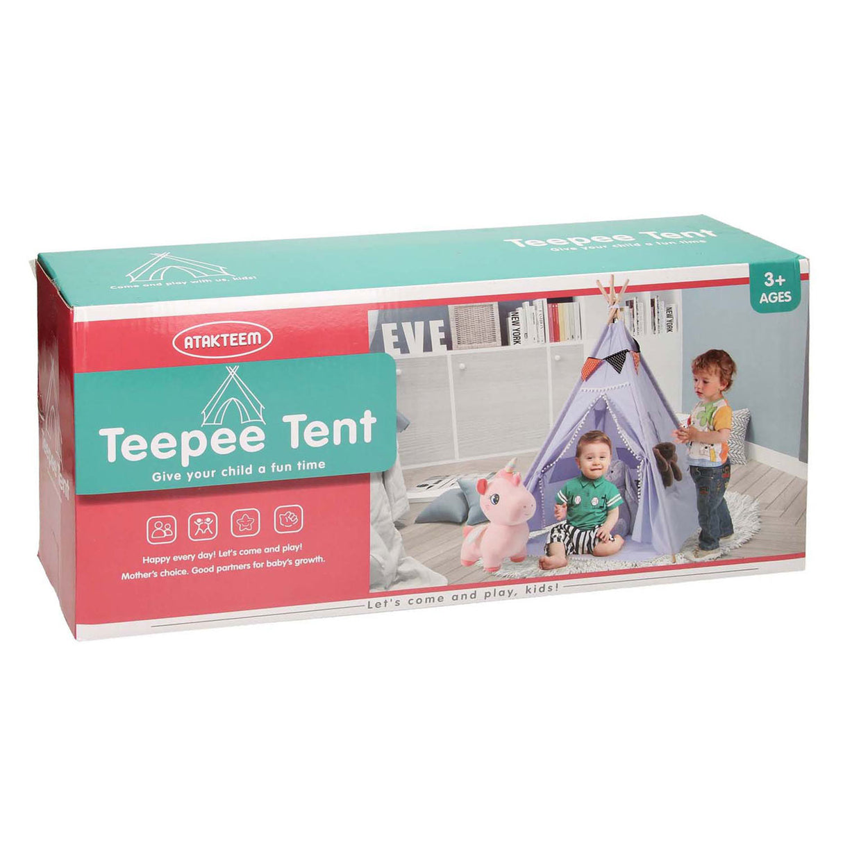 Lobbes speelgoed bv luxe tipi tent blauw met lichtjes, 128cm