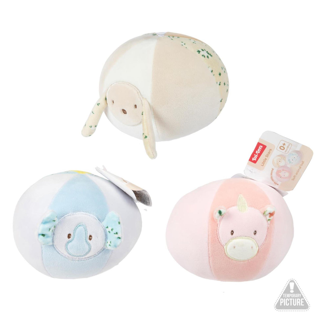Toi-toys little stars baby stoffen bal+rammelaar -soft- 3ass
