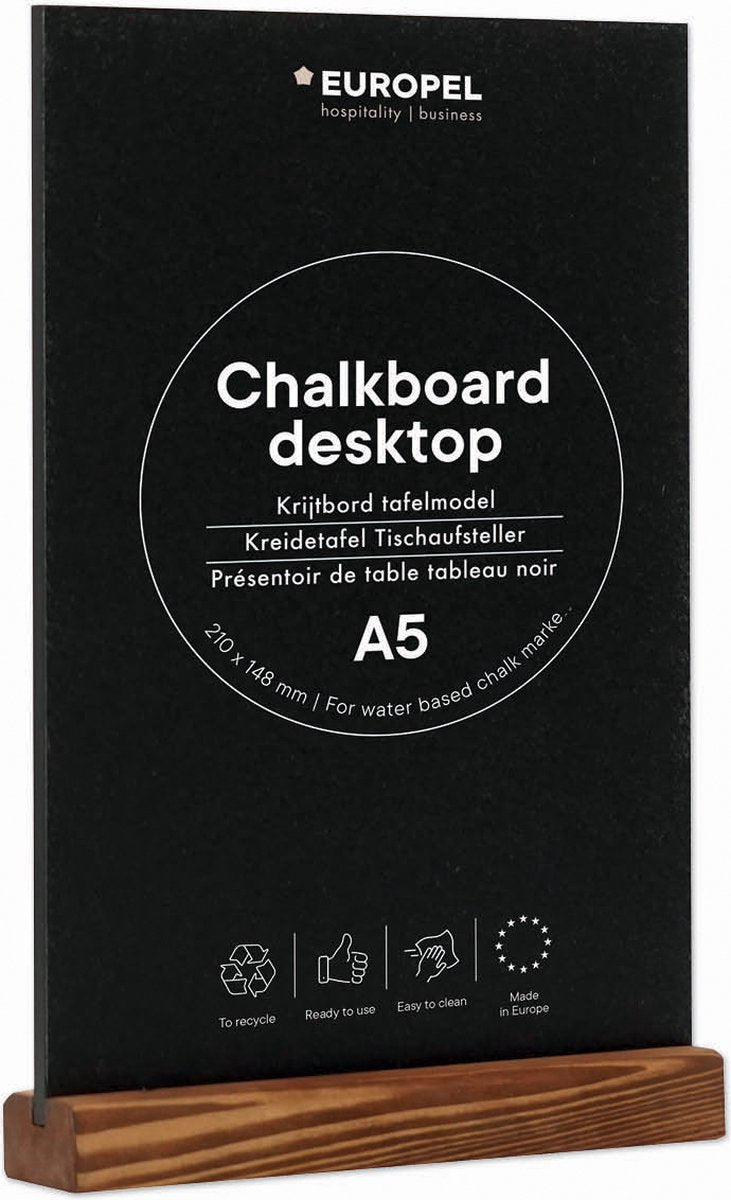 Europel krijtbord staand - tafelmodel – a5 - hout