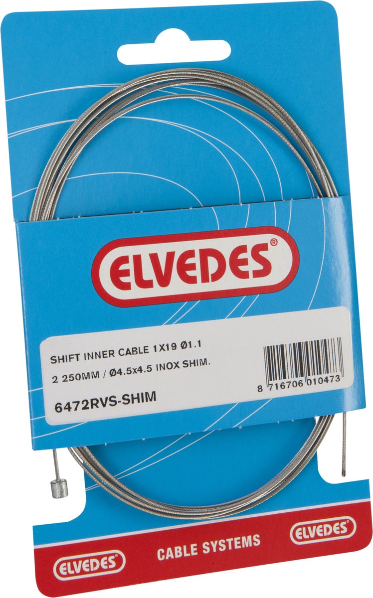 versnellingsbinnenkabel Shimano 2.25 m 1,1 mm 6472 zilver