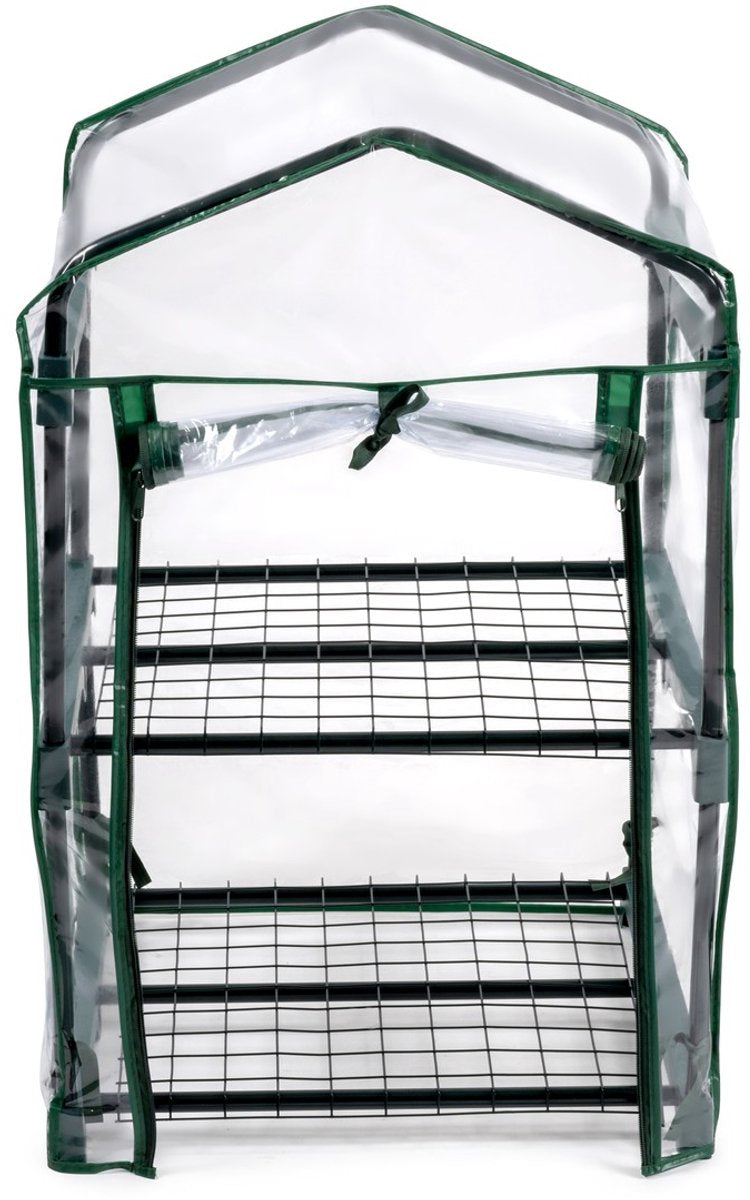Kinzo broeikas kweekkas 45 x 50 x 80 cm - tuinkas met 2 verdiepingen - compacte broeikast voor planten en kweekbak - weerbestendig en transparant