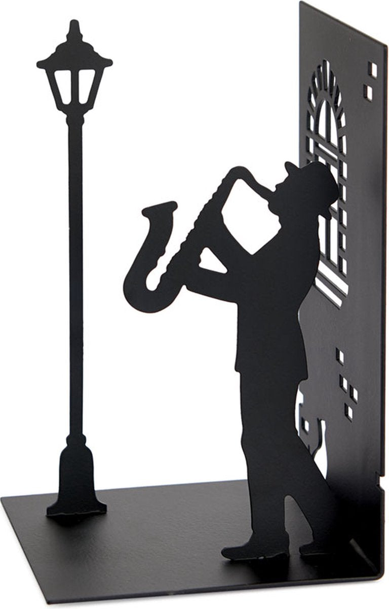Balvi boekensteun muziek jazz metaal zwart