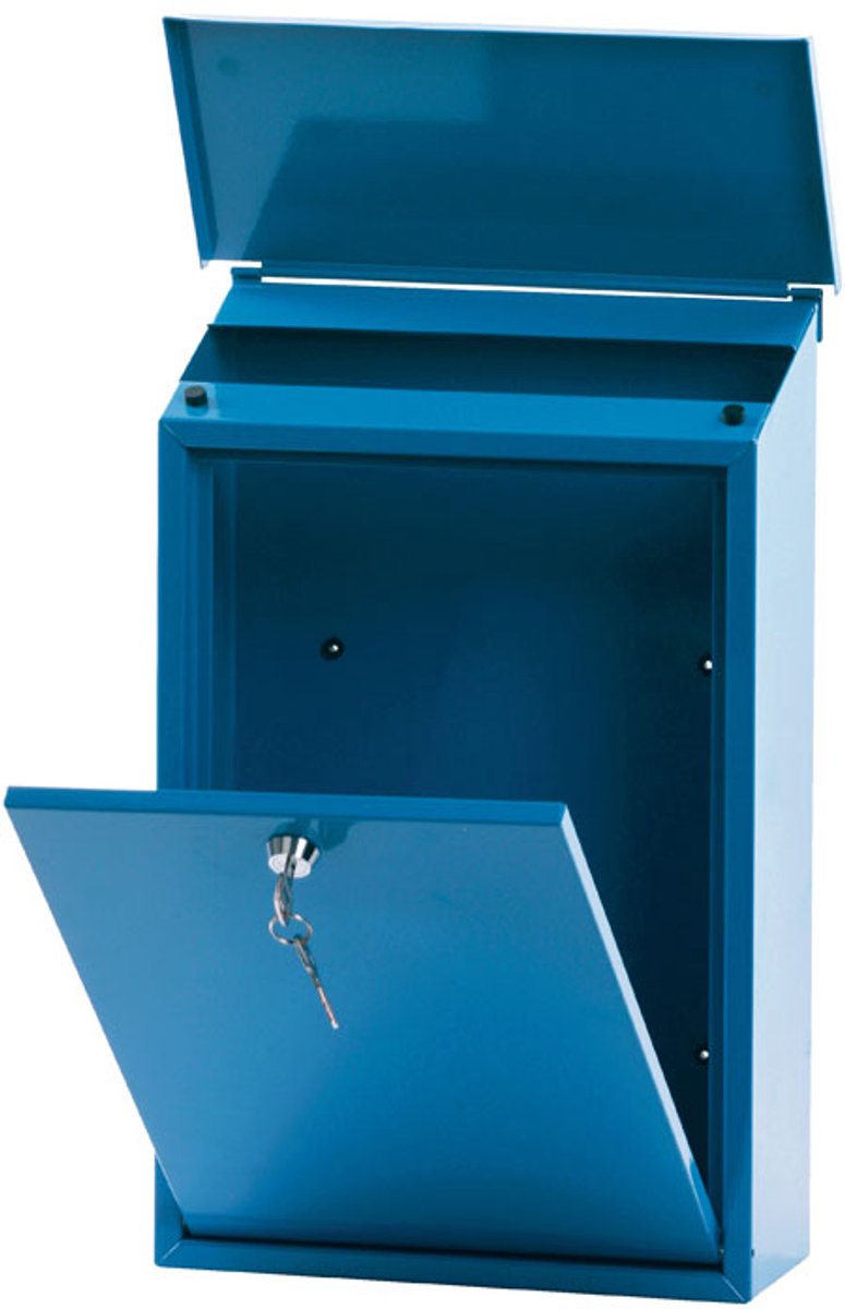 V-part - wandbrievenbus toledon - galvanized steel powder coated - blauw - brievenbus