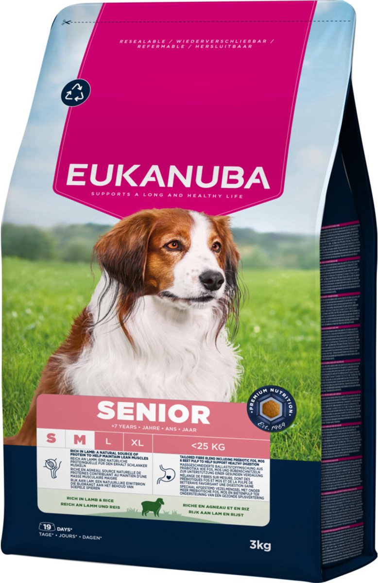 Eukanuba senior small medium breed lam rijst - hondenbrokken - 3 kg
