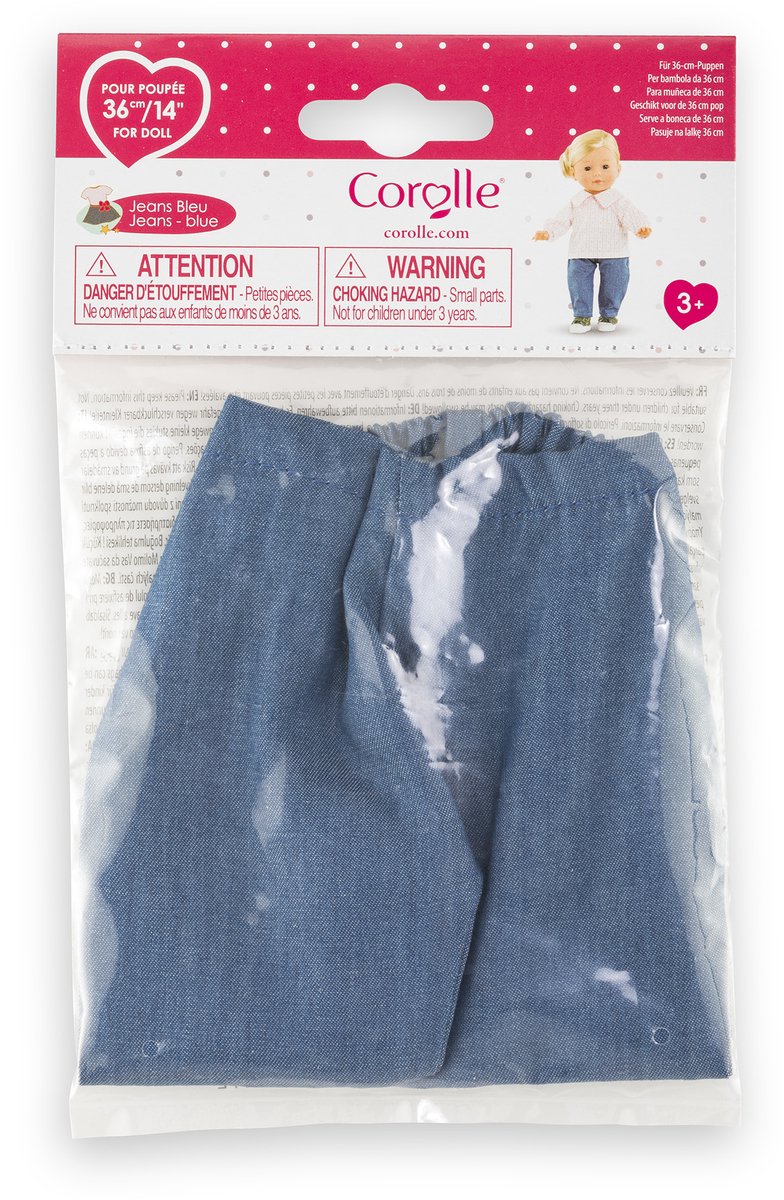 Corolle poppenjeans blauw - kleding voor pop 36cm denim look.