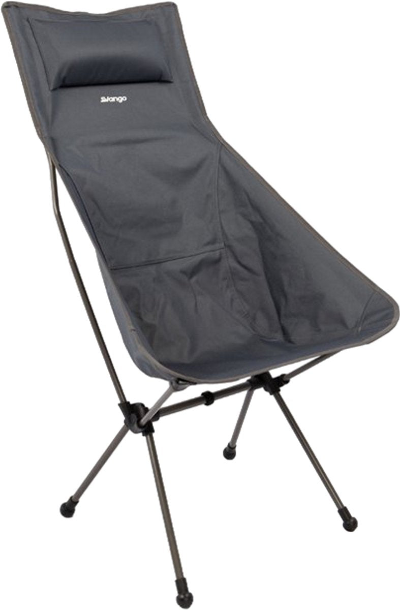 Vango micro tall chair – campingstoel – stalen frame – endure polyester – hoge rugleuning met hoofdsteun – compact opvouwbaar – gewicht 1,8 kg – max. draaggewicht 120 kg – inclusief draagtas