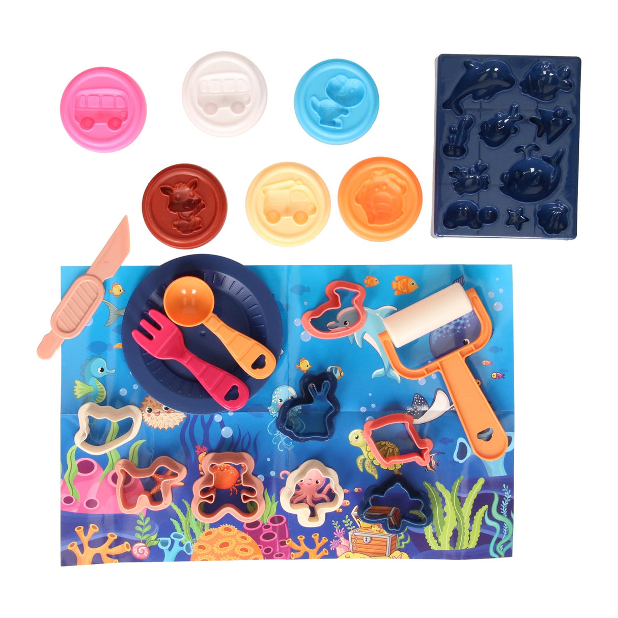 Lobbes speelgoed bv lobbes klei speelset onderwaterwereld - 6 kleuren klei en accessoires.