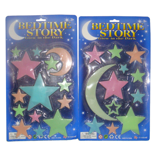 Glow in the dark set kleur maan en sterren