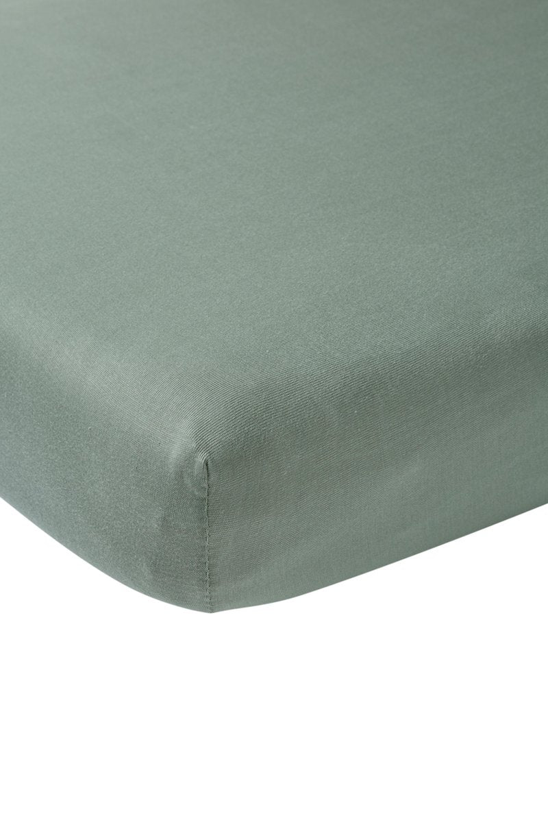 Meyco baby uni hoeslaken wieg - stone green - 40x80 90cm