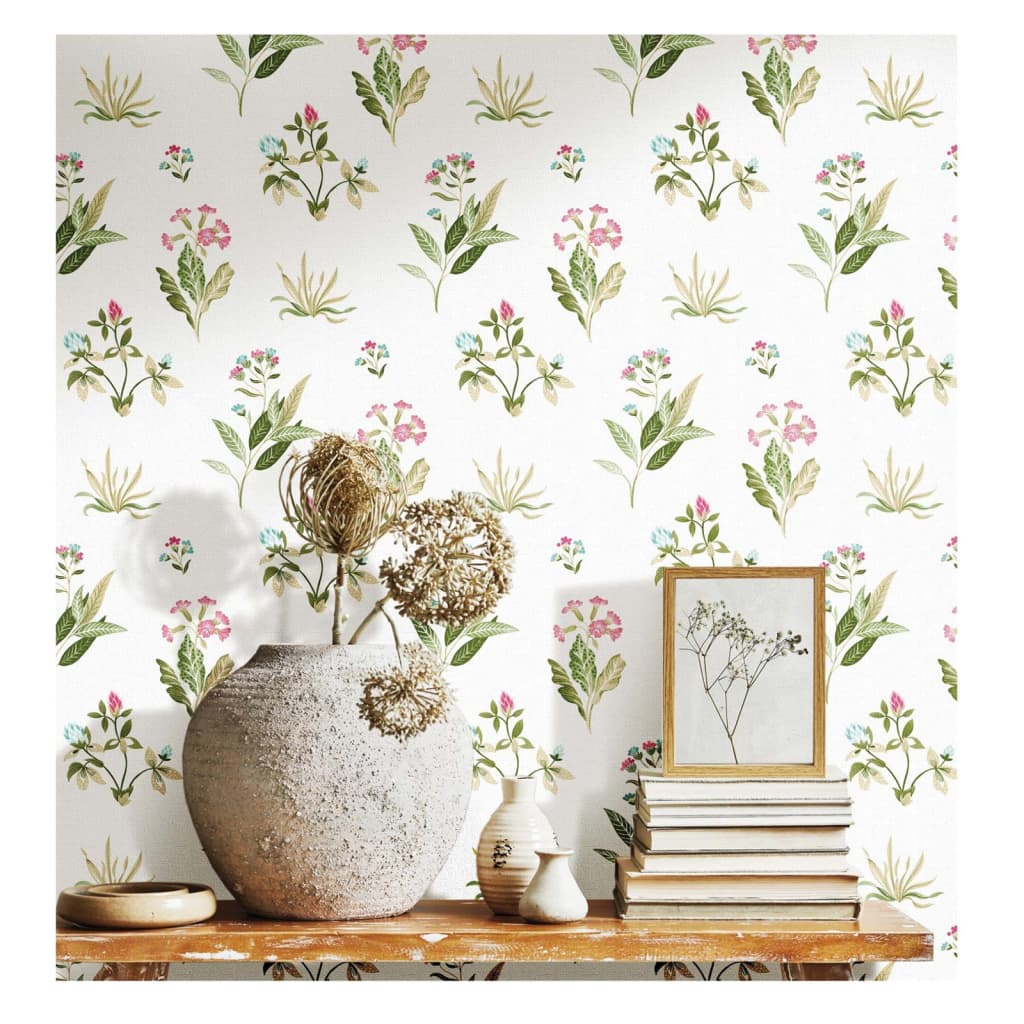 Noordwand behang blooming garden 6 flowers and plants wit en groen