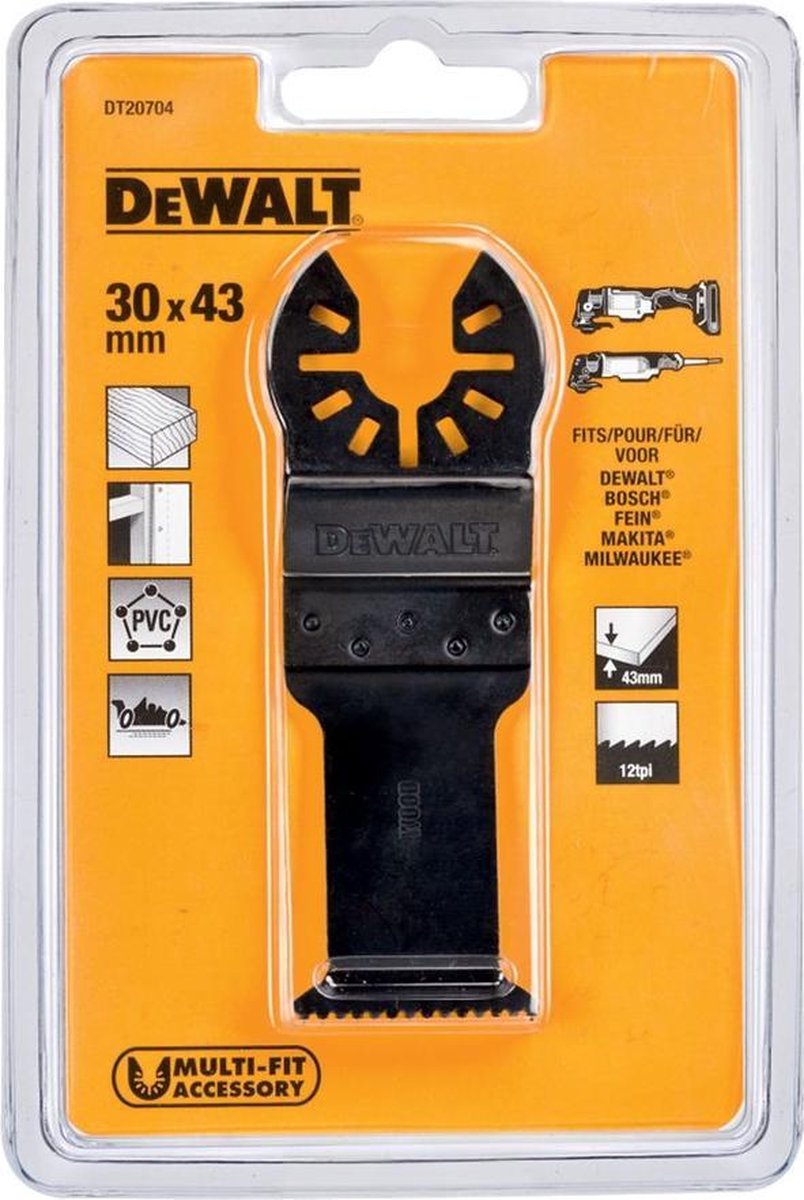 Dewalt dt20704 multitool zaagblad hcs tbv snel zagen hout 43x31mm ve=1