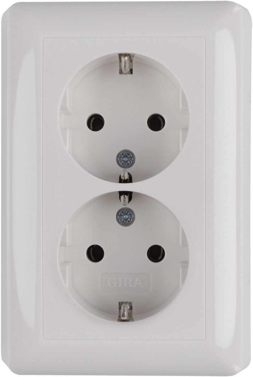 Gira st55 inbouw dubbel geaard stopcontact wit