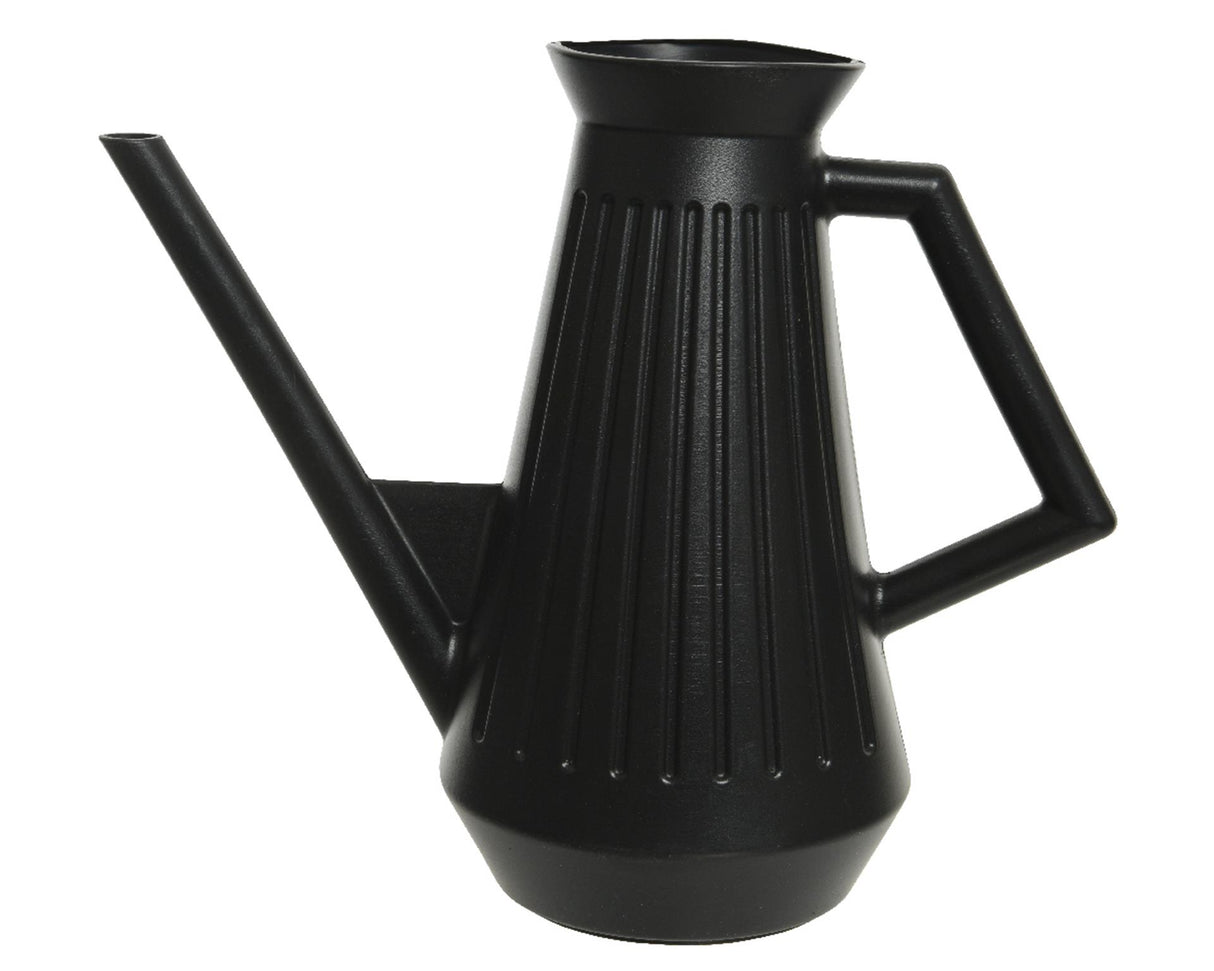 Decoris gieter kunststof 1,8 liter l29-w14-h24.5cm zwart ribbel