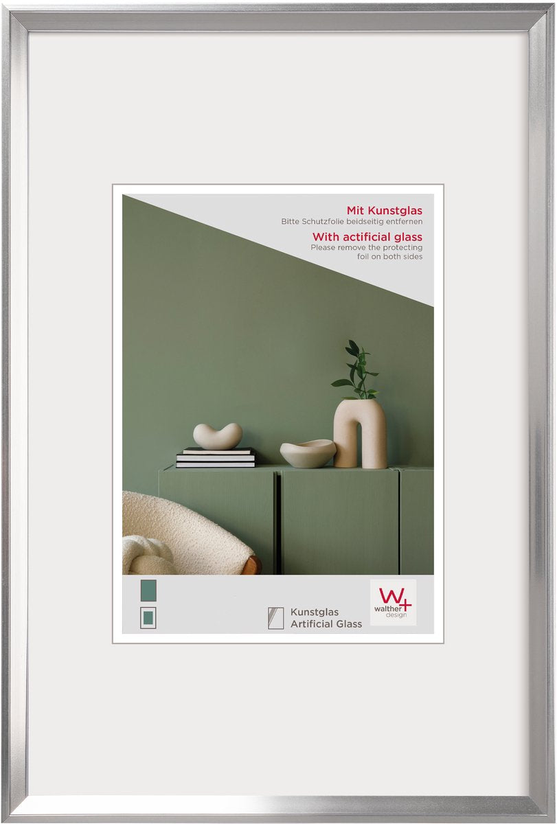 Walther desire - kunststof lijst - fotoformat 30x40 cm - kunstglas - zilver