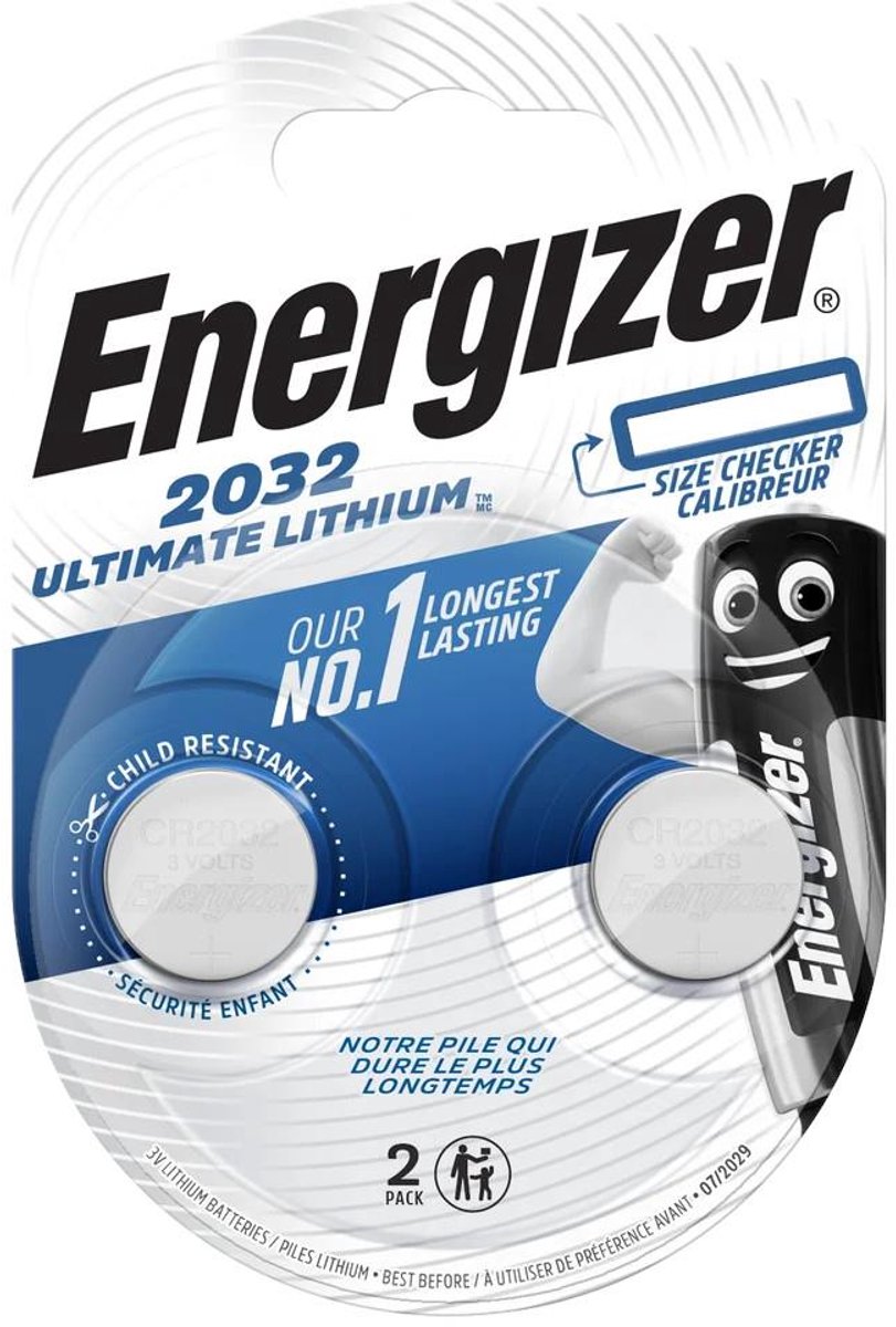 Energizer mini-batterij voor afstandsbediening, sleutels en horloge cr2032 x2 ultimate lithium
