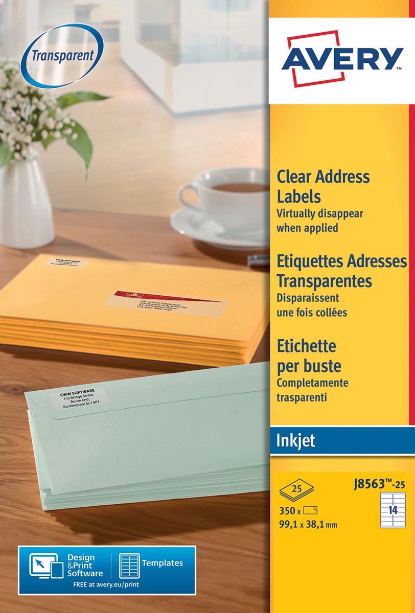 Avery huismerk j8563-25 inkjet etiket 99,1x38,1