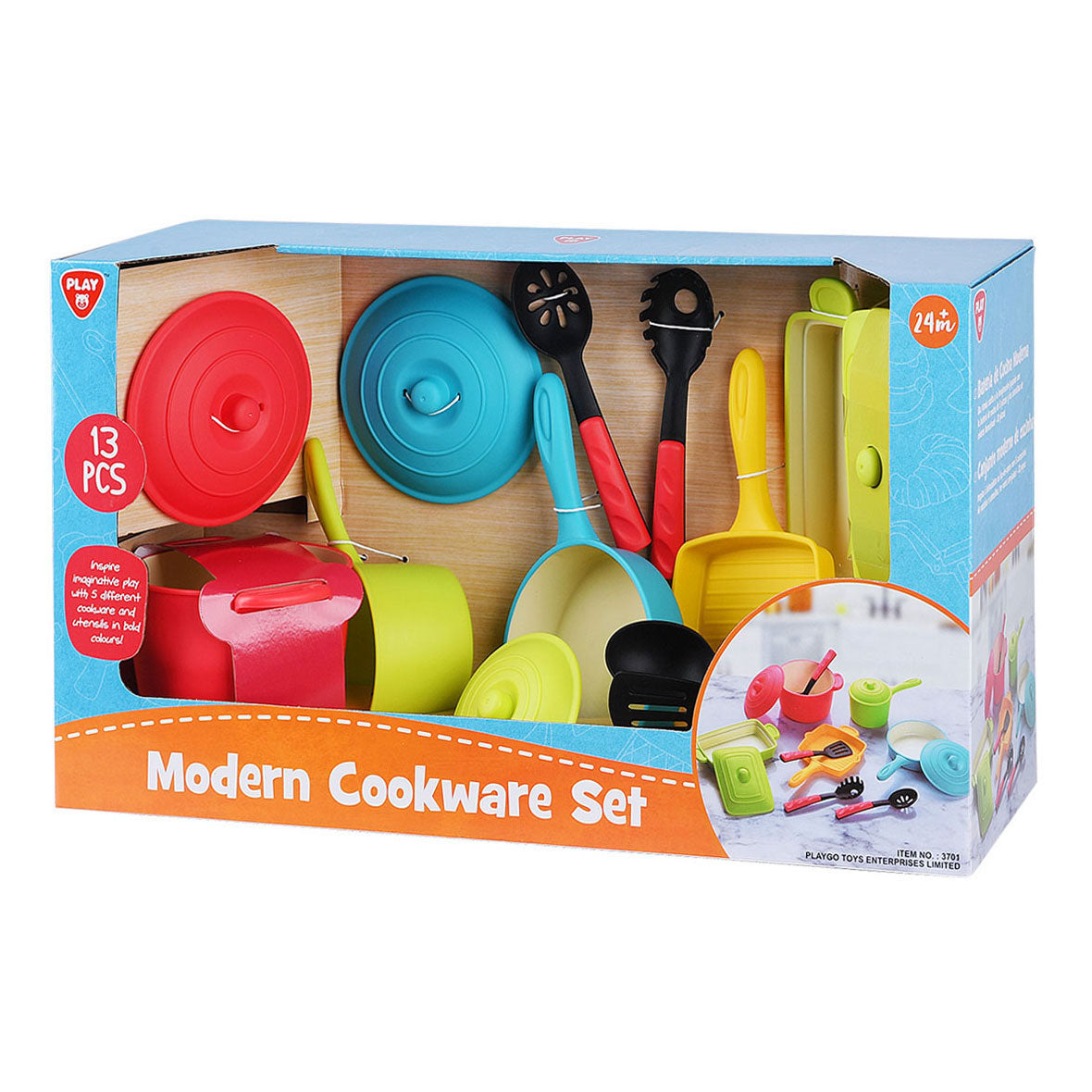 Playgo kunststof pannen- en keukenaccessoires speelset - 13dlg.