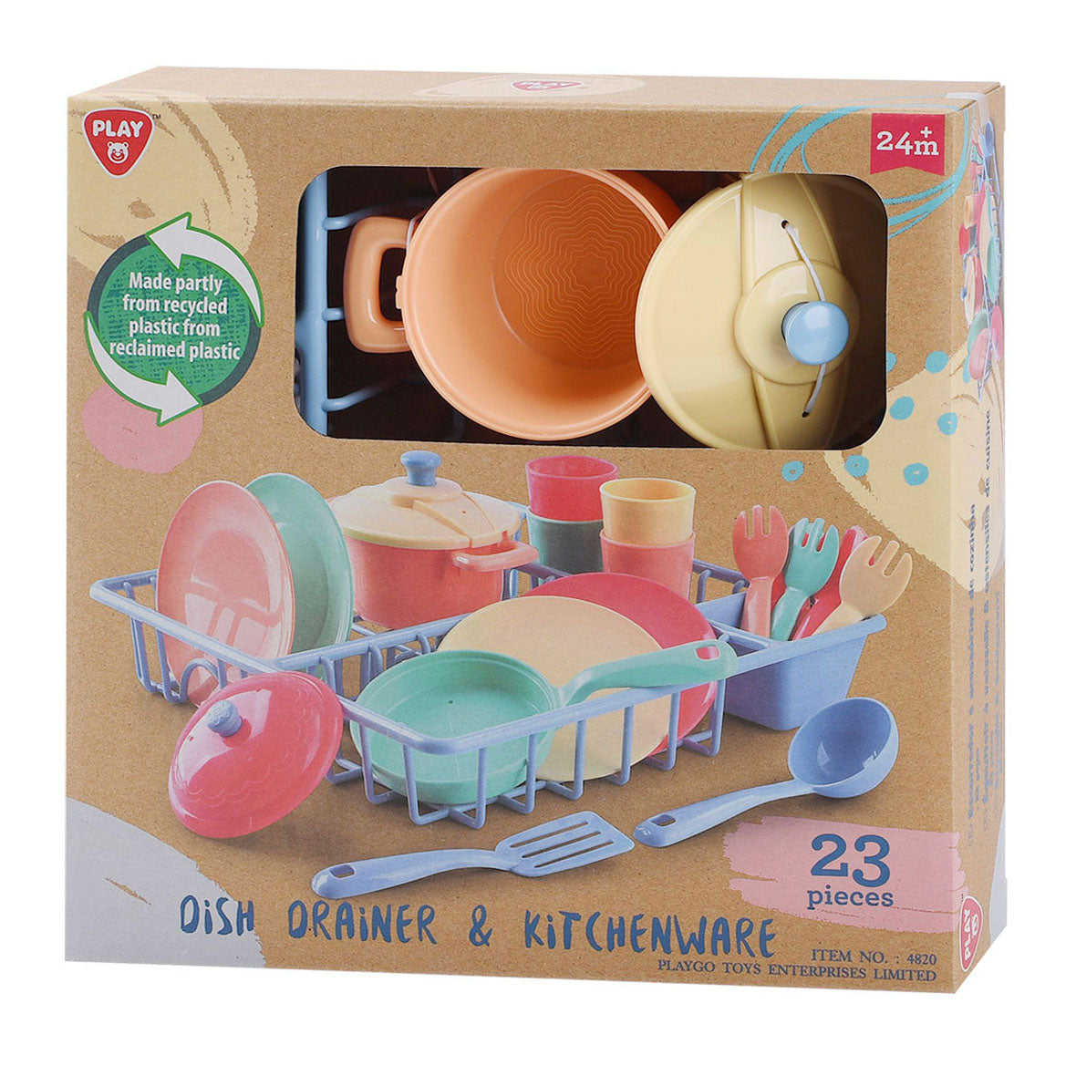 Playgo wasrek met keukenaccessoires - 23dlg