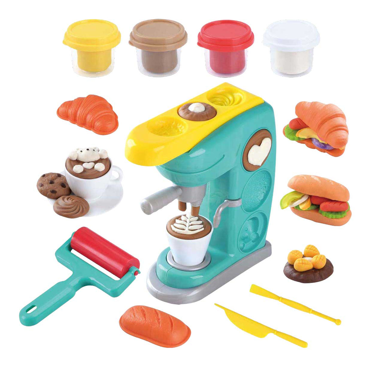 Playgo koffiezetapparaat kleiset - 4 kleipotjes