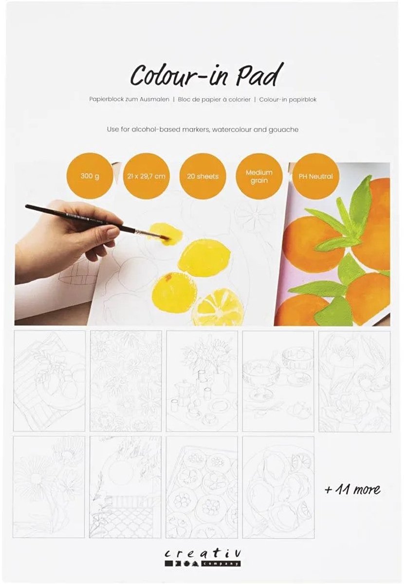 Creativ company https: www.cchobby.nl kleurblok-papier-a4-vel-210x297-mm-koudgeperst-middelgrote-korrel-300-gr-wit-20-vel-1-stuk