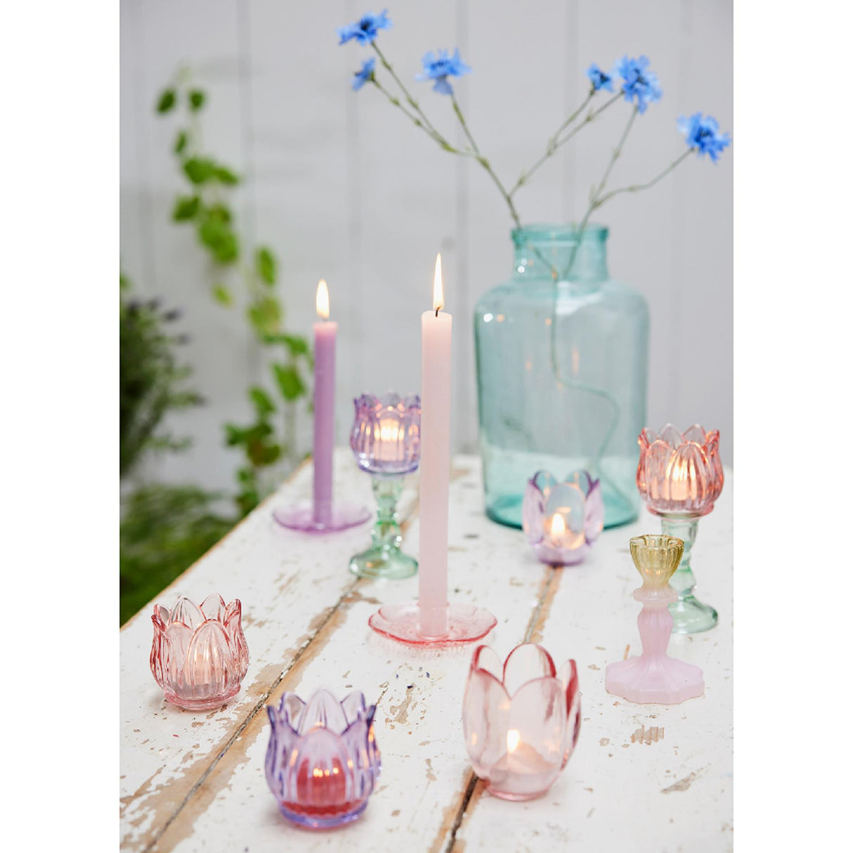 Decoris theelichthouder glas tulp h7.3cm