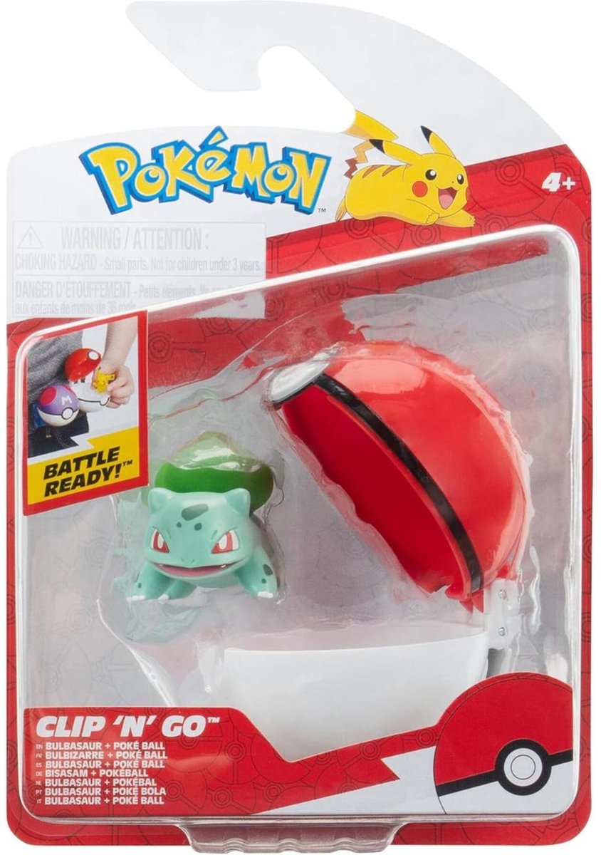 Jazwares pokémon clip 'n' go poké balls bulbasaur #1 poké ball mini-figuur