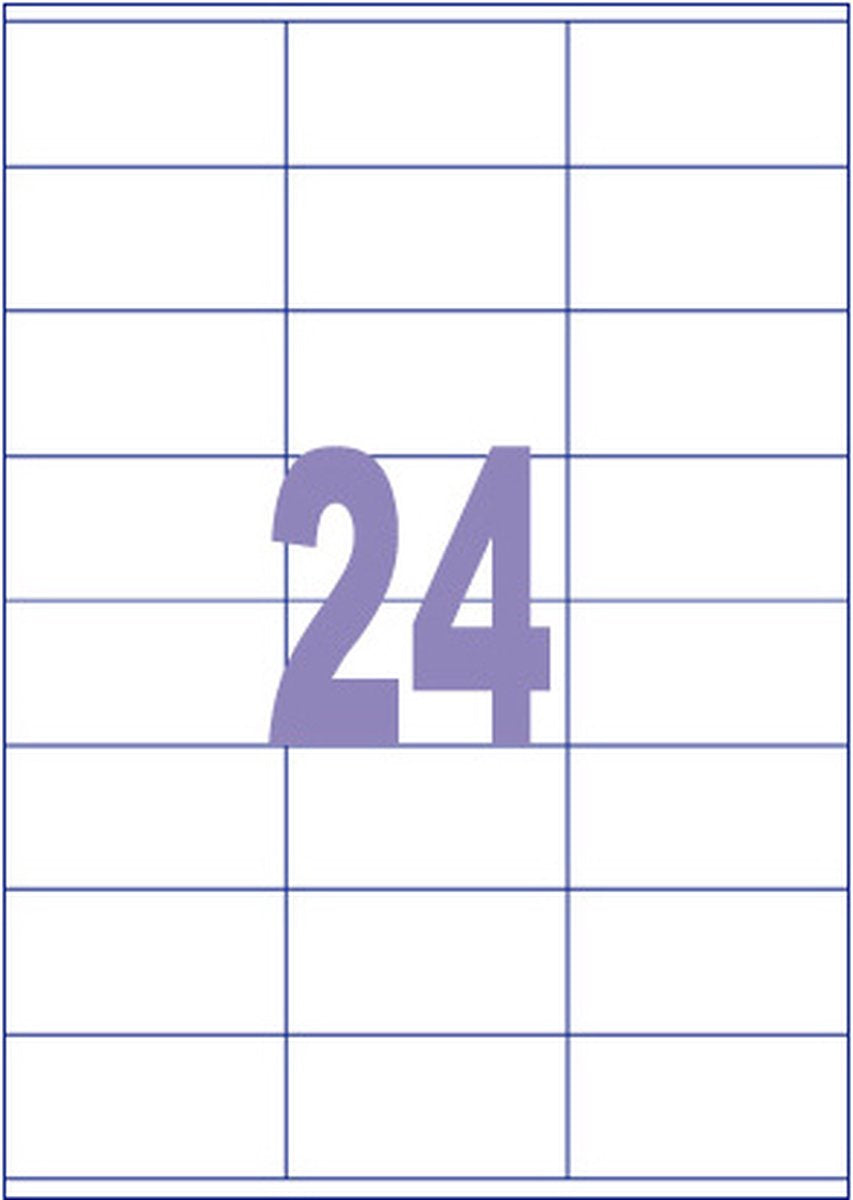 Kangaro etiketten - universeel - inkjet laser print - 70x36mm - 100 vel - 24 stickers per vel - k-7036