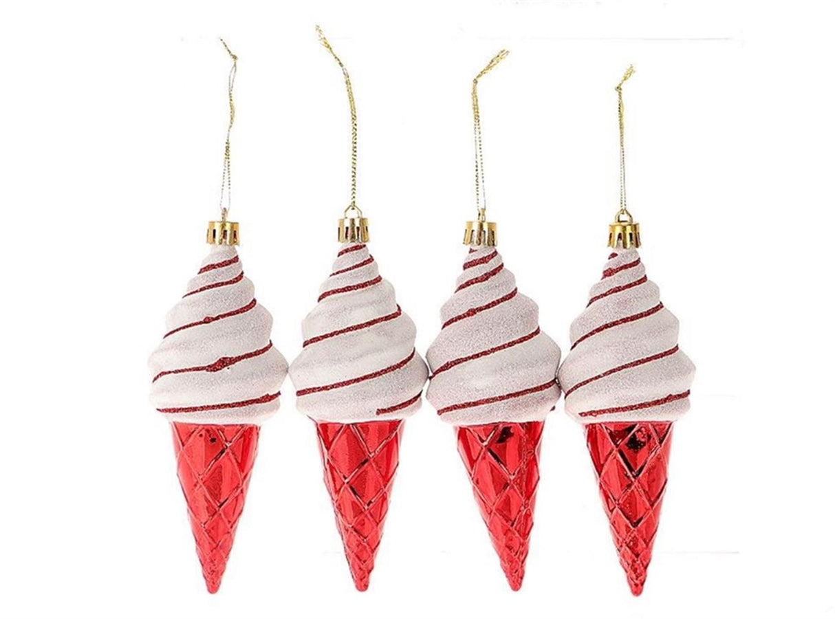 Hbx natural living hangdeco ijsje 4-delig rood